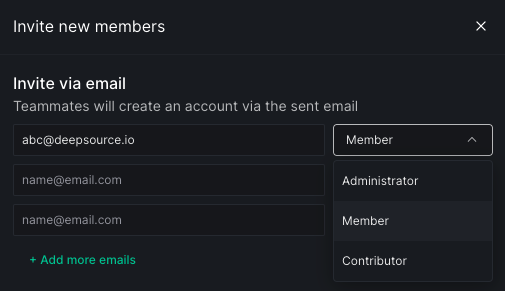 Invite new member using email