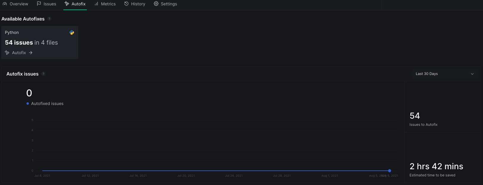 Autofix tab in repository dashboard