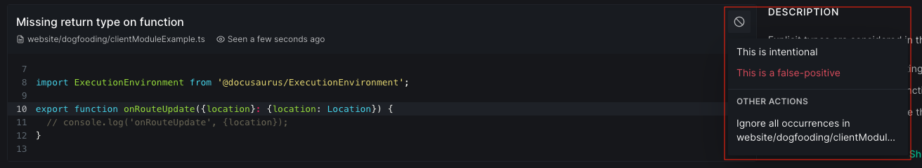 Marking an occurrance as false positive