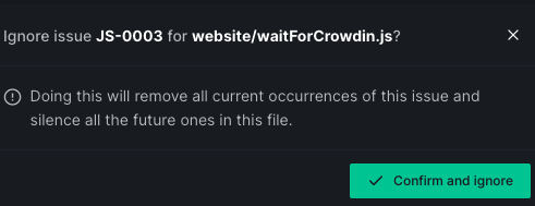 Ignoring multiple occurrences of an issue in a file