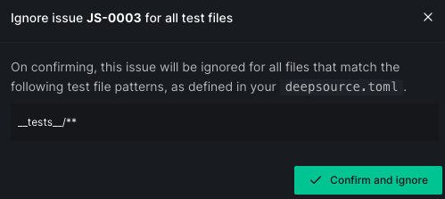 Ignore issue in all test files