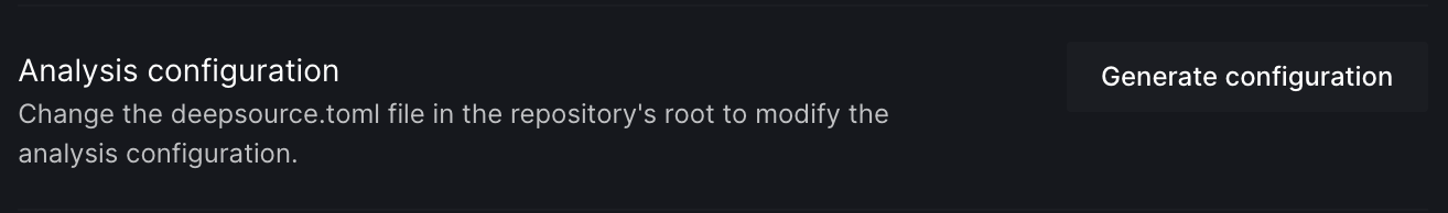 Generating deepsource configuration file